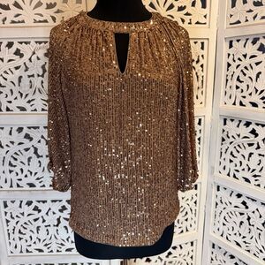 NWT Vince Camuto Bronze Sequin Blouse Sz XS